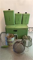 Vintage 7 piece green kitchen set , Includes a