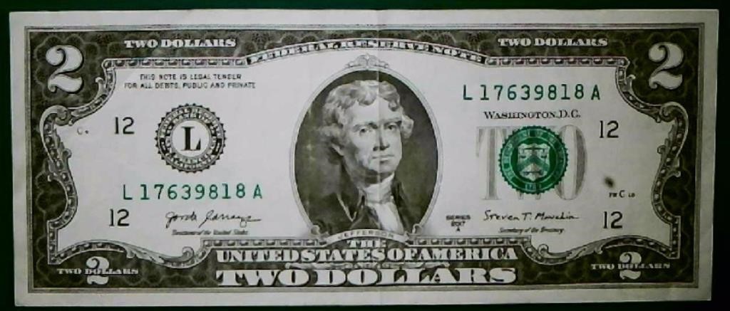 2017 A Two Dollar Bill L17639818A