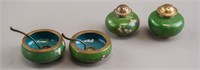 Lot of 6 Cloisonne Censers, Bowls, and Spoons