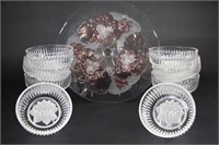 Pedestal Glass Cake Platter & Frosted Glass Bowls