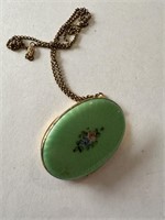 VTG EVANS CLOISONNE ENAMELED LOCKET / NECKLACE