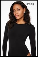 Sz M Kyla Sculpt Long Sleeve Crew Neck Bodysuit -