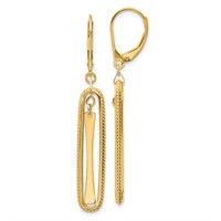 14K Polished Dangle Leverback Earrings