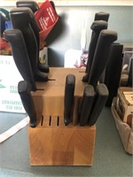 Group of kitchen knives missing three knives for