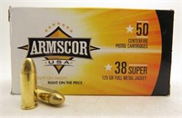 50rds ARMSCOR 38 Super 125Gr. Pistol Cartridges