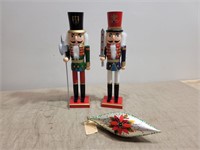 Poinsettia Ornament and 15" Nut Crackers