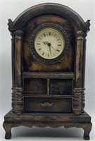 Battery Operated Wooden Clock W/ 3 Drawers
