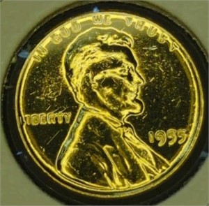 24k gold plated 1955 Lincoln wheat penny