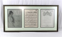 Framed 1919 Phyllis (Valse Caprice) Sheet Music