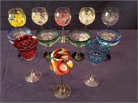 Painted Wine Glasses & Bottle Racks