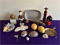 Odd Lot Asian Style Figurines, Shells, River Rocks