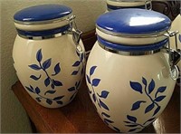 Pair Blue/ White Stonelite Canisters #2