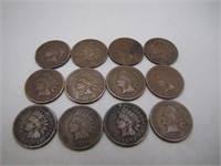 Lot of 12 Early 1900's Indian Head Pennies