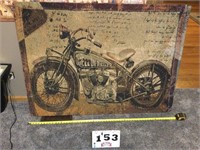 56"X42" Harley Davidson throw mounted on plywood