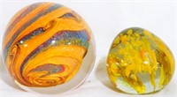 2 Glass Paperweights 3"