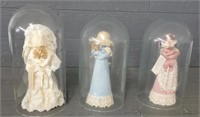 (3) Dolls With Glass Cases