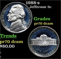 Proof 1988-s Jefferson Nickel 5c Graded pr70 dcam