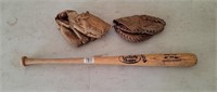 2 Vintage Baseball Glives, Louisville Wood Bat