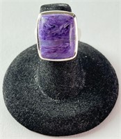 Large Sterling Amethyst Ring 9 Grams Size 6.5