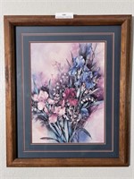 Water Color Flowers in Wood Frame