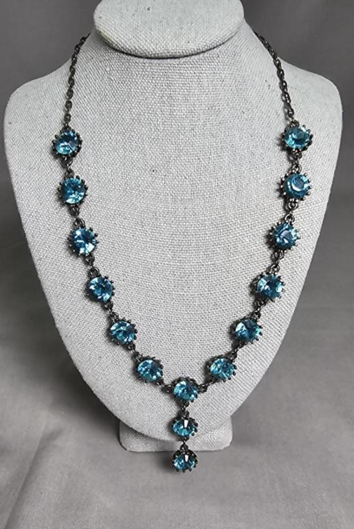 Vtg. Blue Australian Crystal Necklace