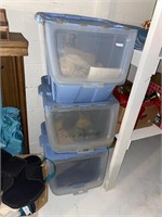 Lot of Plastic Storage Crates with Contents