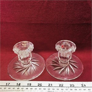 Pair Of Pinwheel Lead Crystal Candleholders