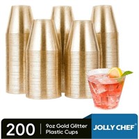JOLLY CHEF Disposable Plastic Cups  Gold Glitter