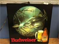 Vintage Fishing Theme Lighted Budweiser Sign