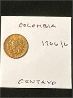 Colombia 1966  Centavo Coin