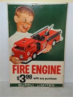Texaco Fire Engine Toy Cardboard Advertisement Sig