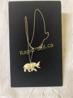 Carved Elephant Pendant with Chain