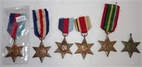 Six various WWII star medals
