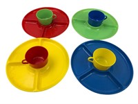 (4) Gotham Ware Colorful Snack Plates & Cups
