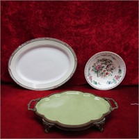 Noritake platter, tray, Aynsley Pembroke bowl.