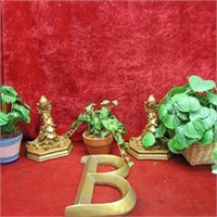 Pair shelves, Letter B, plant décor in pots.