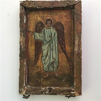 RELIGIOUS ARTIFACT HAND PAINTED GILT