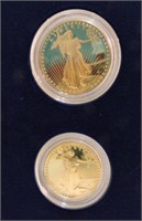 1987 $50 & $25 gold Liberty, 1oz & 1/2oz, proof