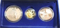 1986 Liberty set, $5 gold, silver dollar, and half
