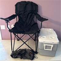 Coleman Cooler + Black Camping Chair