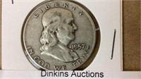 1957 Ben Franklin half dollar