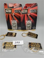 Star Wars Necklace & Keyrings. 4 Keyrings And 2