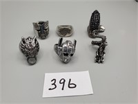 Assorted Stainless Steel Rings / Lot of 6