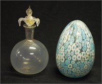 Murano glass blue egg form