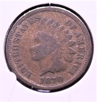 1870 INDIAN HEAD CENT VG RARE DATE