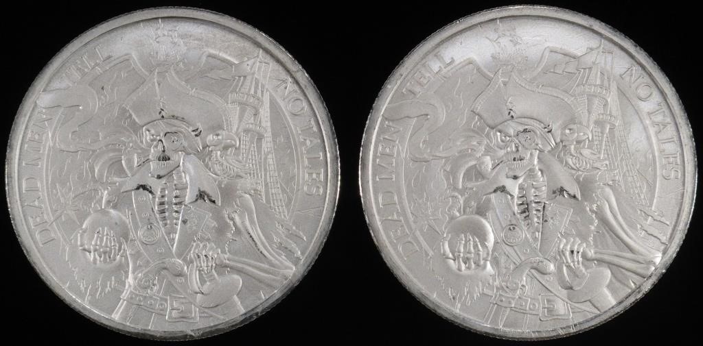 (2) 1 OZ .999 SILVER DEAD MEN TELL NO TALES ROUNDS