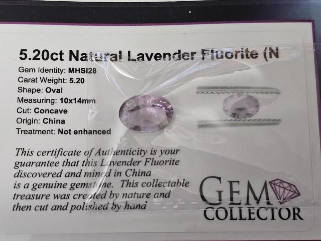 5.20ct Natural Lavender Fluroite