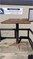 Wood Top Table with Metal Pole Leg/Stand
