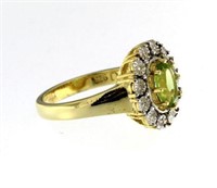 Genuine Peridot & Diamond Accent Ring