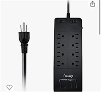 New Powerjc Power Strip Surge Protector with 8